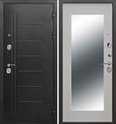 Металлическая входная дверь Троя MAXI Серебро Зеркало 10 см Белый Ясень